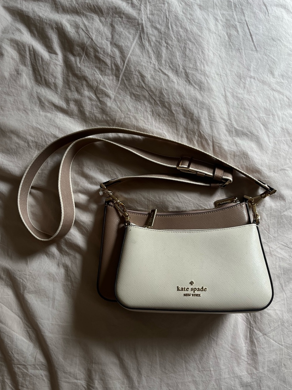 Kate Spade Cream and Taupe Two-Piece Crossbody Set